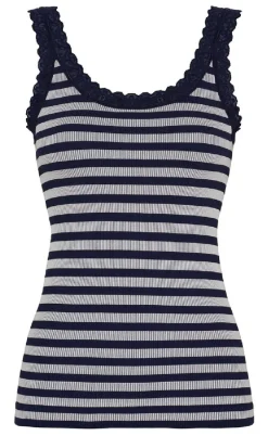 Tim & Simonsen Top - Isa Rib - Blu/Bianco