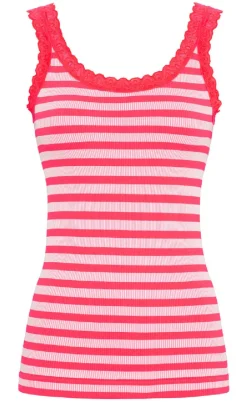 Tim & Simonsen Top - Isa Rib - Scarlatto/Bianco