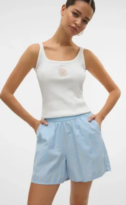 Vero Moda Shorts - Charlotte - Air Blue Cloud Dancer/Twill