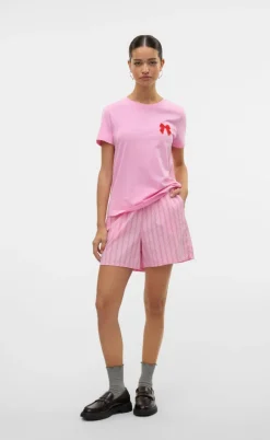 Vero Moda Shorts - Charlotte - Bonbon Fiery red/Cloud Dancer