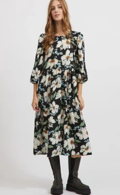 VILA Kjole - Pay - Black w. flowers