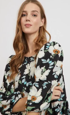 VILA Kjole - Pay - Black w. flowers