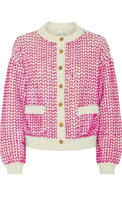 YAS Cardigan - Gea - Birch/Fuchsia Fedora